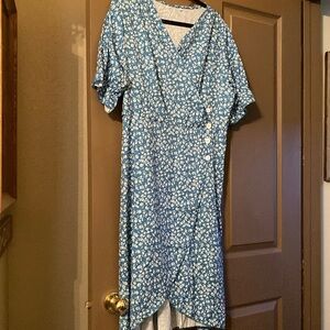 Blue Green Floral Dress NWOT